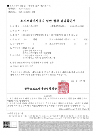 SW사업자일반현황관리확인서